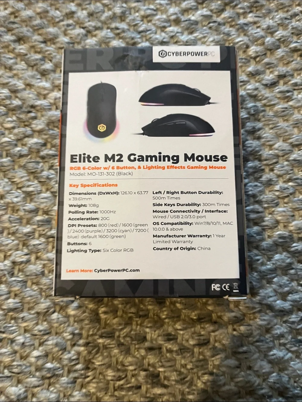Elite M2 Black Gaming Mouse - Wired USB